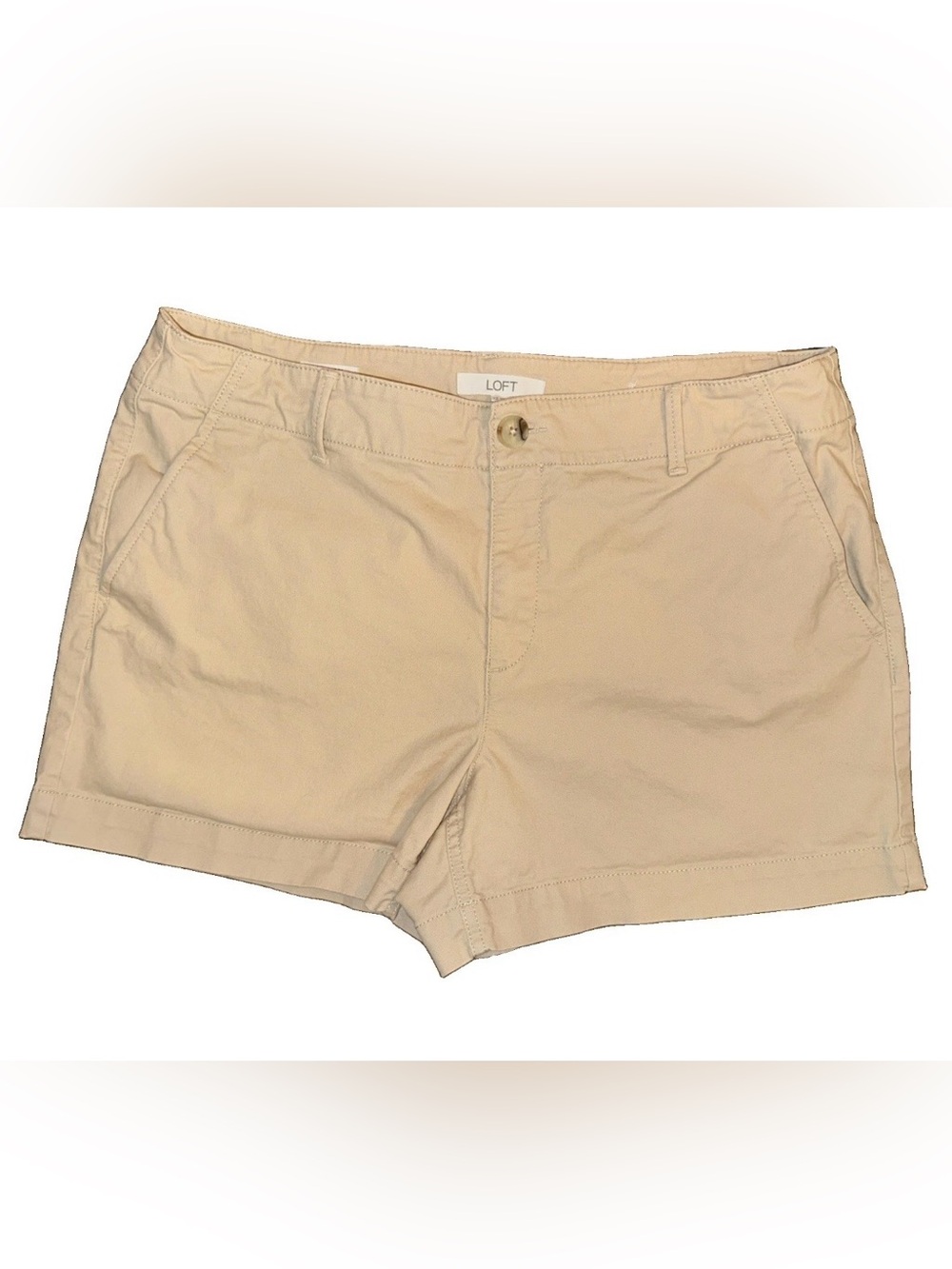 Loft The Monroe 4" Chino Shorts Womens Size 12 Beige Classic Preppy Summer